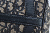 Authentic Christian Dior Trotter Hand Boston Bag Purse Canvas Leather Blue 8191I