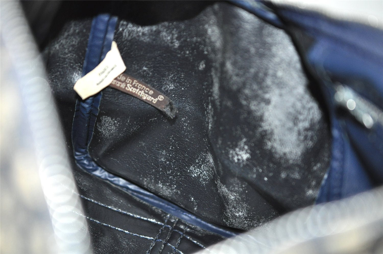 Authentic Christian Dior Trotter Hand Boston Bag Purse Canvas Leather Blue 8191I