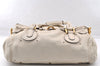 Authentic Chloe Vintage Paddington Leather Shoulder Hand Bag White 8192I