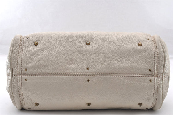 Authentic Chloe Vintage Paddington Leather Shoulder Hand Bag White 8192I