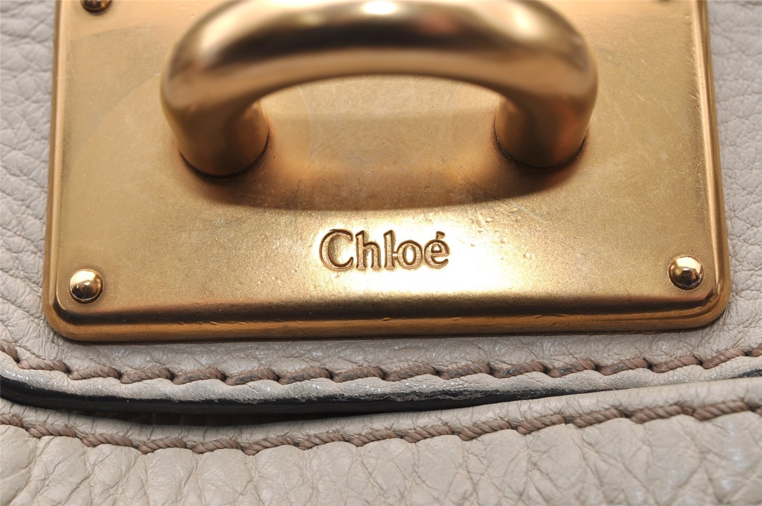 Authentic Chloe Vintage Paddington Leather Shoulder Hand Bag White 8192I