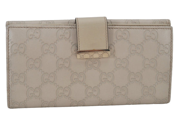 Authentic GUCCI Guccissima GG Leather Long Wallet Purse 212089 White 8194J