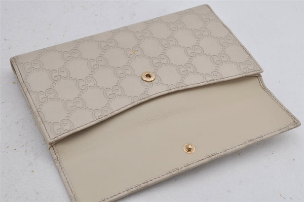 Authentic GUCCI Guccissima GG Leather Long Wallet Purse 212089 White 8194J