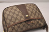 Authentic GUCCI Web Sherry Line Shoulder Cross Bag GG PVC Leather Brown 8195J