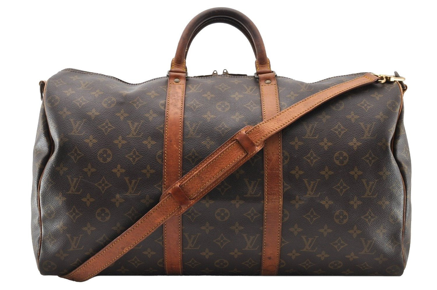 Authentic Louis Vuitton Monogram Keepall Bandouliere 50 M41416 Boston Bag 8196I