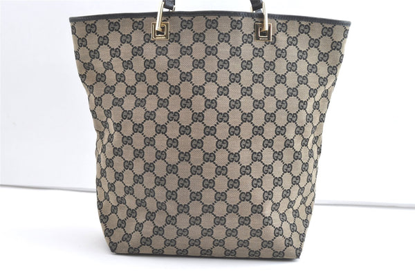 Authentic GUCCI Vintage Shoulder Tote Bag GG Canvas Leather 0021098 Black 8196J