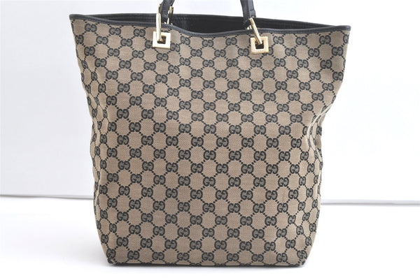 Authentic GUCCI Vintage Shoulder Tote Bag GG Canvas Leather 0021098 Black 8196J