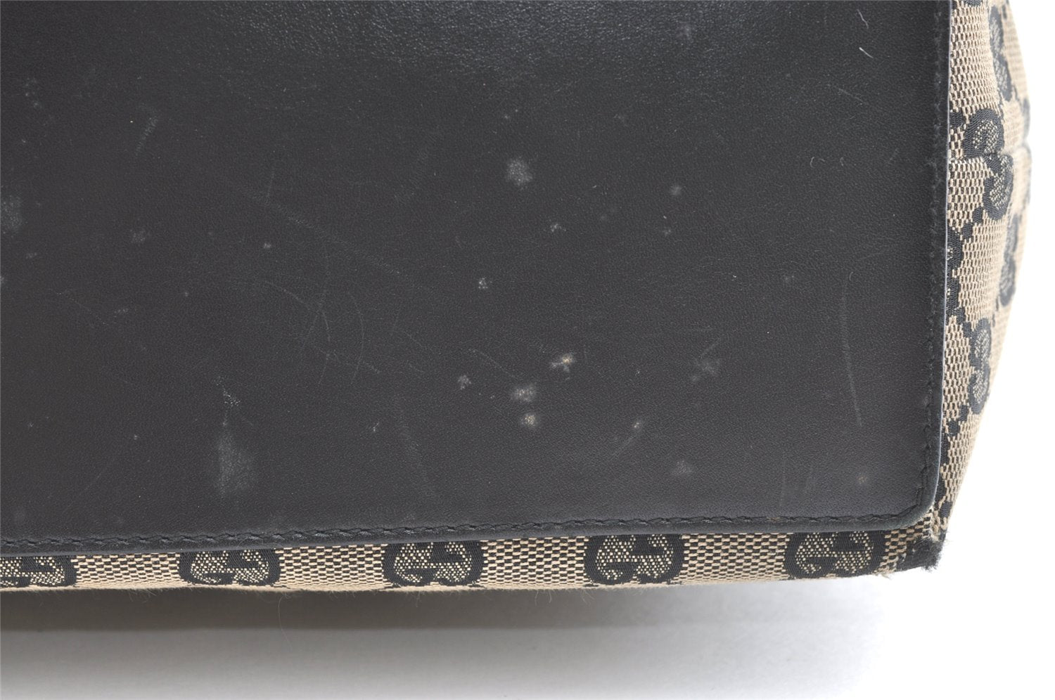 Authentic GUCCI Vintage Shoulder Tote Bag GG Canvas Leather 0021098 Black 8196J