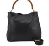 Authentic GUCCI Bamboo 2Way Shoulder Hand Bag Leather Black 0011577 Junk 8198J