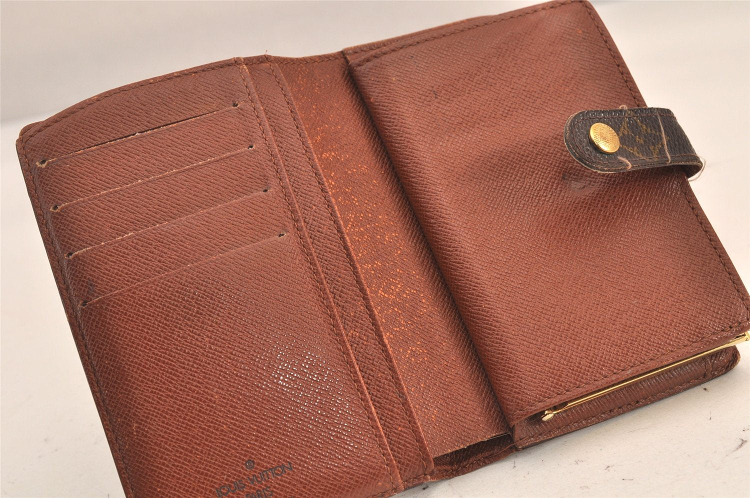 Authentic Louis Vuitton Monogram Bifold Wallet Purse 3Set Brown LV 8198M