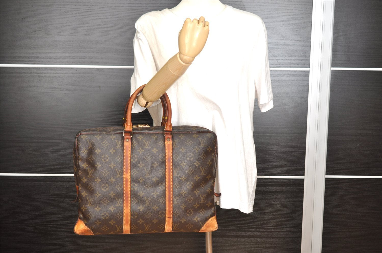 Authentic Louis Vuitton Monogram Porte Documents Voyage M53361 Briefcase 8200I