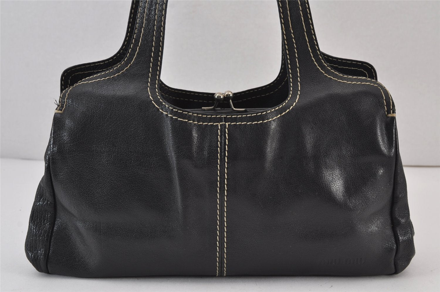 Authentic MIU MIU Vintage Leather Shoulder Hand Bag Purse Black 8203J