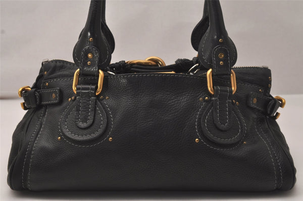 Authentic Chloe Vintage Paddington Leather Shoulder Hand Bag Black 8204J