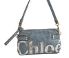 Authentic Chloe Vintage Eclipse Hand Pouch Bag Purse Leather Light Blue 8205J