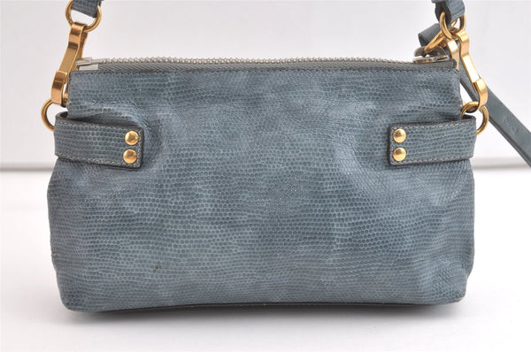 Authentic Chloe Vintage Eclipse Hand Pouch Bag Purse Leather Light Blue 8205J