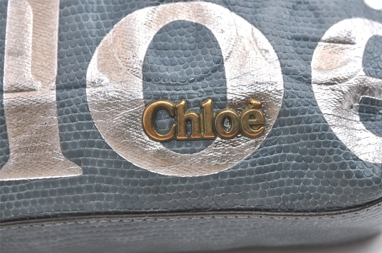 Authentic Chloe Vintage Eclipse Hand Pouch Bag Purse Leather Light Blue 8205J