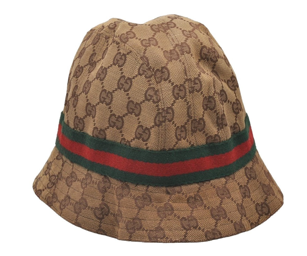 Auth GUCCI Web Sherry Line Bucket Hat GG Canvas Leather Size L 22.8