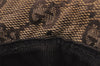 Auth GUCCI Web Sherry Line Bucket Hat GG Canvas Leather Size L 22.8" Brown 8207I