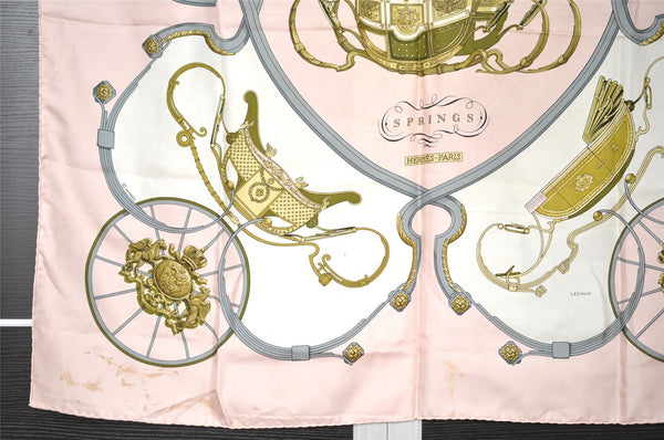 Authentic HERMES Carre 90 Scarf "SPRINGS" Silk Pink 8211I