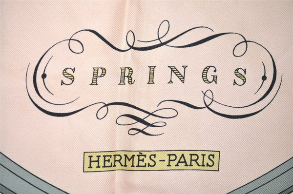 Authentic HERMES Carre 90 Scarf "SPRINGS" Silk Pink 8211I