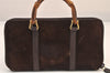 Authentic GUCCI Bamboo 2Way Shoulder Hand Long Wallet Suede Leather Brown 8211M