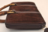 Authentic GUCCI Bamboo 2Way Shoulder Hand Long Wallet Suede Leather Brown 8211M