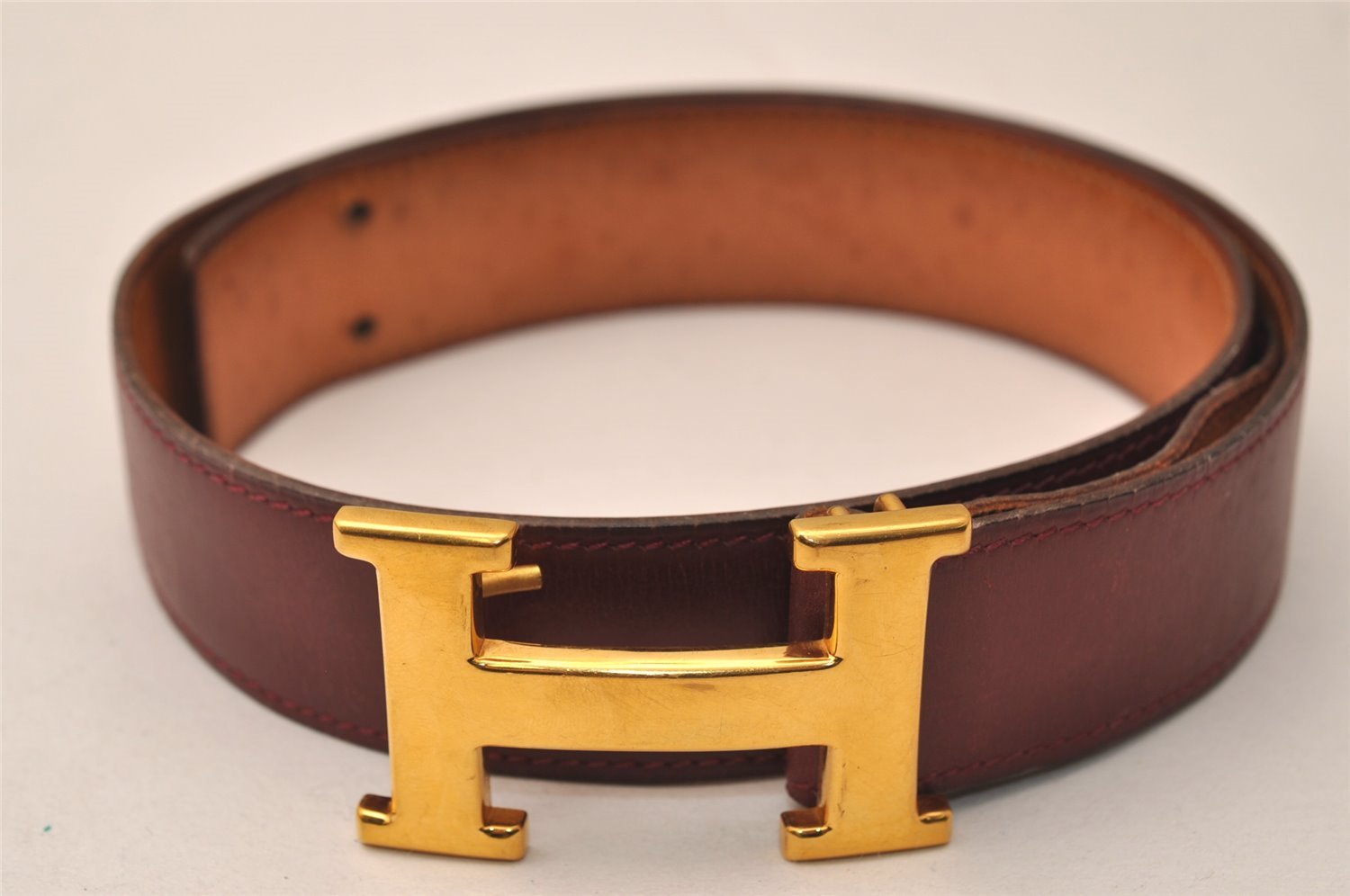 Authentic HERMES Leather Belt Reversible Size 65cm 25.6