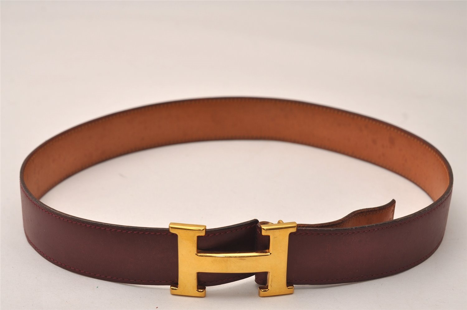 Authentic HERMES Leather Belt Reversible Size 65cm 25.6