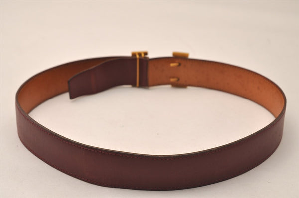 Authentic HERMES Leather Belt Reversible Size 65cm 25.6" Bordeaux Brown 8212J