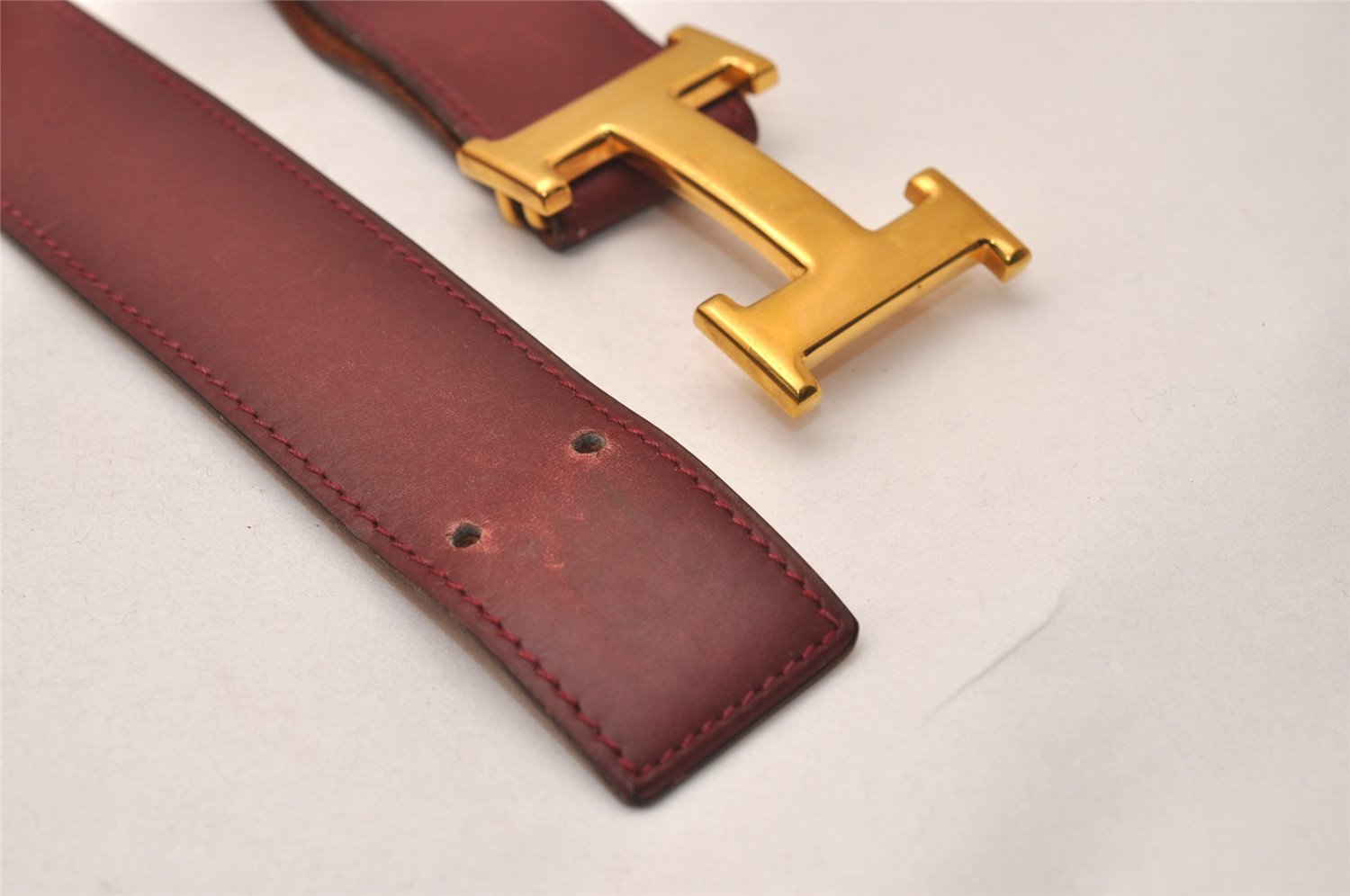 Authentic HERMES Leather Belt Reversible Size 65cm 25.6