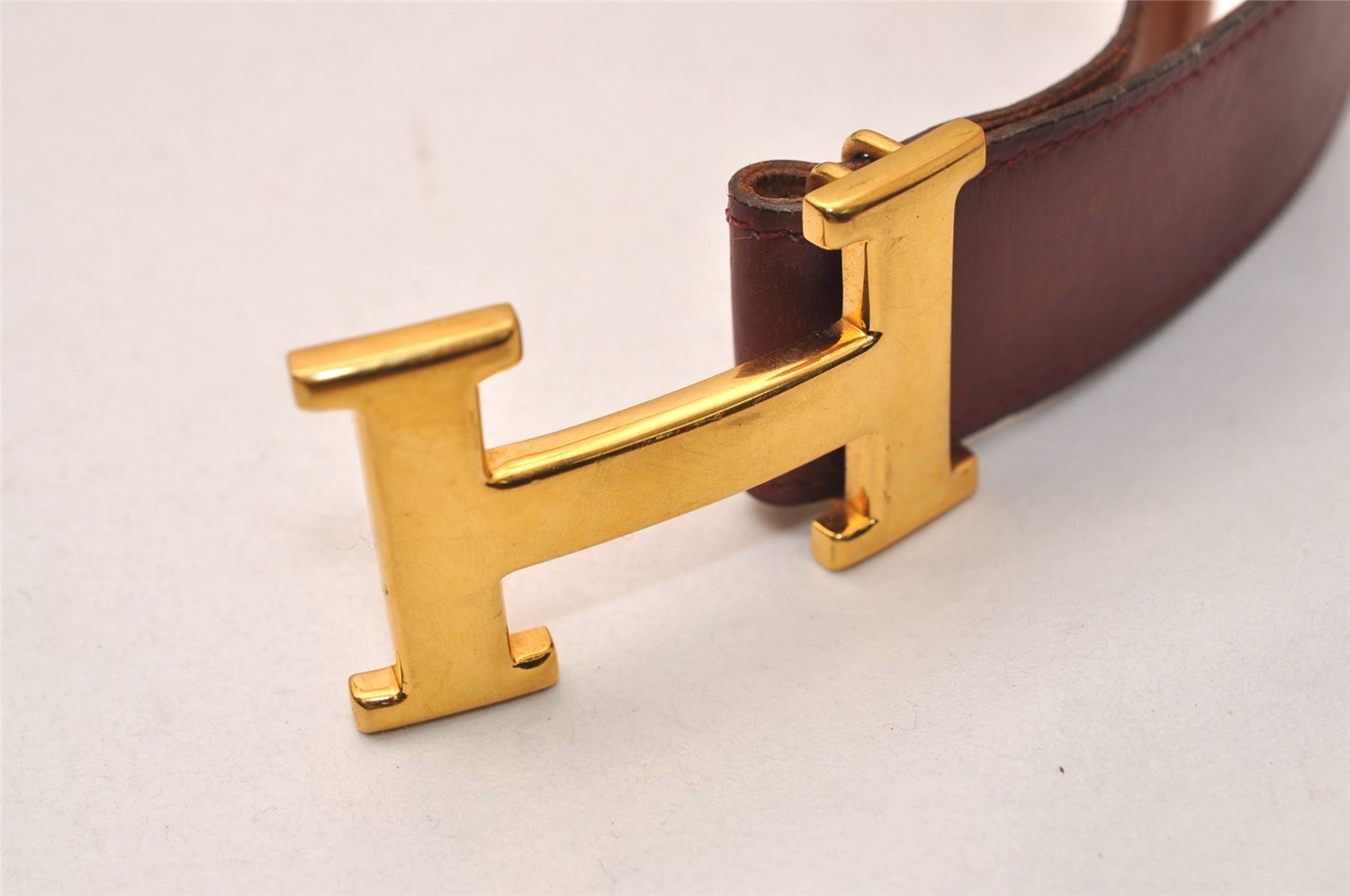 Authentic HERMES Leather Belt Reversible Size 65cm 25.6