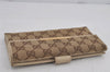 Authentic GUCCI Vintage Long Wallet Purse GG Canvas Leather 112715 Brown 8213J