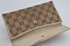 Authentic GUCCI Vintage Long Wallet Purse GG Canvas Leather 112715 Brown 8213J