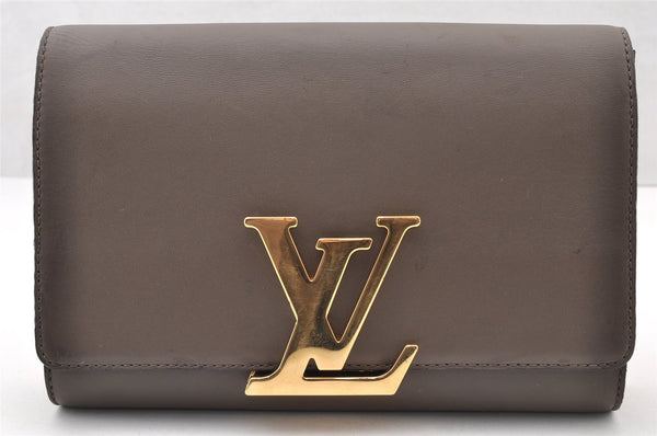 Auth Louis Vuitton Pochette Louise GM Chain Shoulder Bag Leather Brown LV 8214I