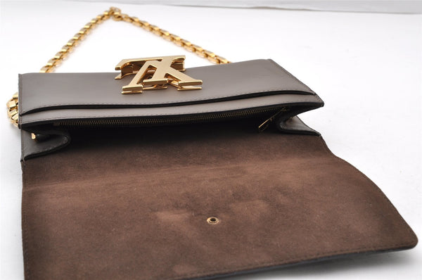 Auth Louis Vuitton Pochette Louise GM Chain Shoulder Bag Leather Brown LV 8214I