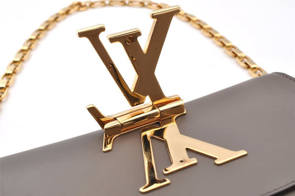 Auth Louis Vuitton Pochette Louise GM Chain Shoulder Bag Leather Brown LV 8214I