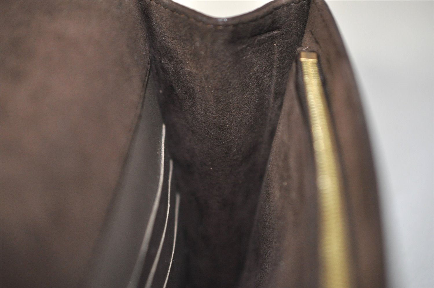 Auth Louis Vuitton Pochette Louise GM Chain Shoulder Bag Leather Brown LV 8214I