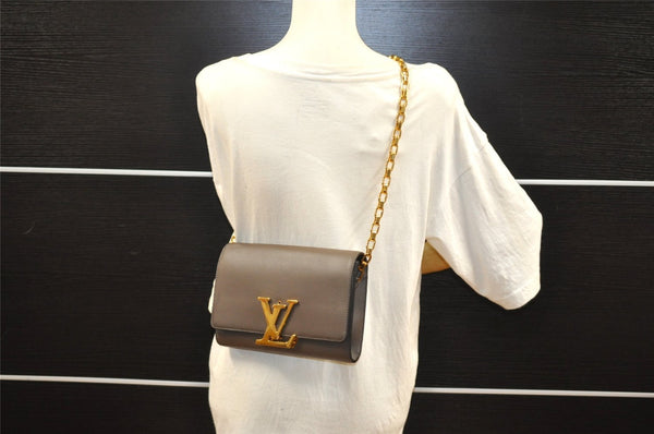 Auth Louis Vuitton Pochette Louise GM Chain Shoulder Bag Leather Brown LV 8214I