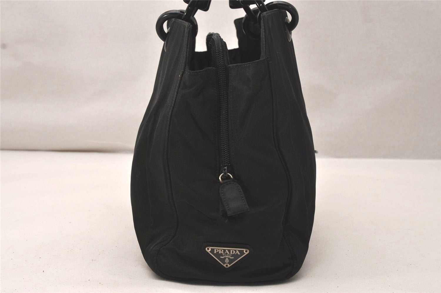 Authentic PRADA Nylon Tessuto Plastic Chain Shoulder Hand Bag Purse Black 8214J