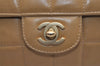 Authentic CHANEL Turnlock Chocolate Bar Calf Skin Chain Shoulder Bag Beige 8217I