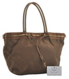 Authentic PRADA NYLON JACQUARD Saffiano Leather 2Way Tote Bag BN1755 Khaki 8218I