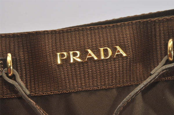 Authentic PRADA NYLON JACQUARD Saffiano Leather 2Way Tote Bag BN1755 Khaki 8218I