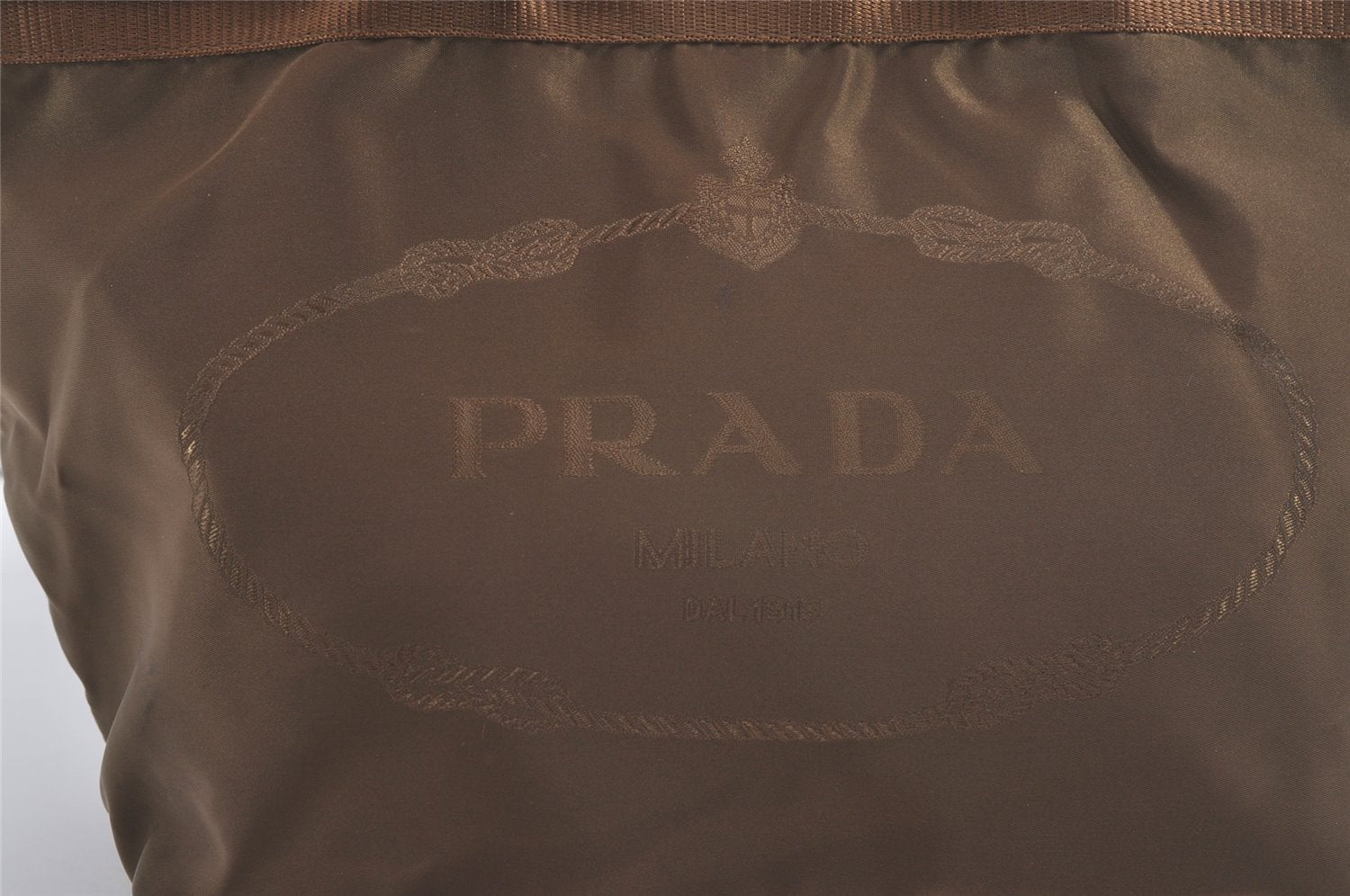 Authentic PRADA NYLON JACQUARD Saffiano Leather 2Way Tote Bag BN1755 Khaki 8218I