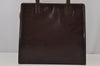 Authentic Salvatore Ferragamo Gancini Enamel Shoulder Tote Bag Brown Junk 8218J