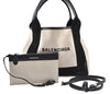 Authentic BALENCIAGA Navy Caba XS 2Way Hand Bag Leather 390346 White 8219I