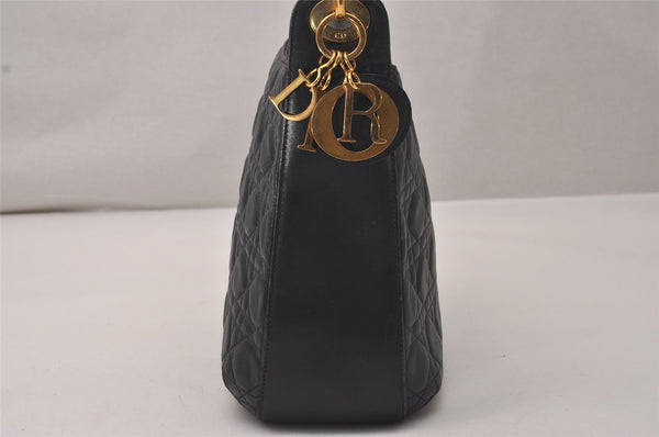 Authentic Christian Dior Cannage Leather Shoulder Bag Purse Navy CD 8219J