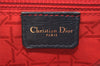 Authentic Christian Dior Cannage Leather Shoulder Bag Purse Navy CD 8219J