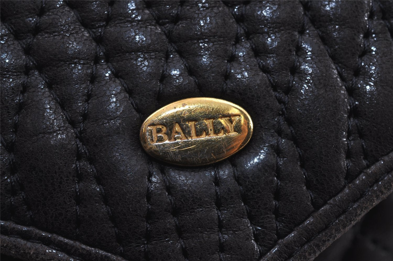 Authentic BALLY Quilting Tassel Leather Chain Shoulder Cross Bag Brown 8220J