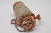 Authentic GUCCI Sherry Line Drawstring Pouch Purse GG Canvas Leather Brown 8221I