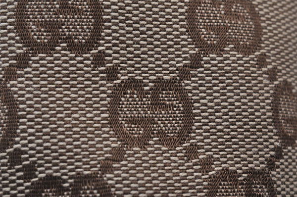 Authentic GUCCI Sherry Line Drawstring Pouch Purse GG Canvas Leather Brown 8221I